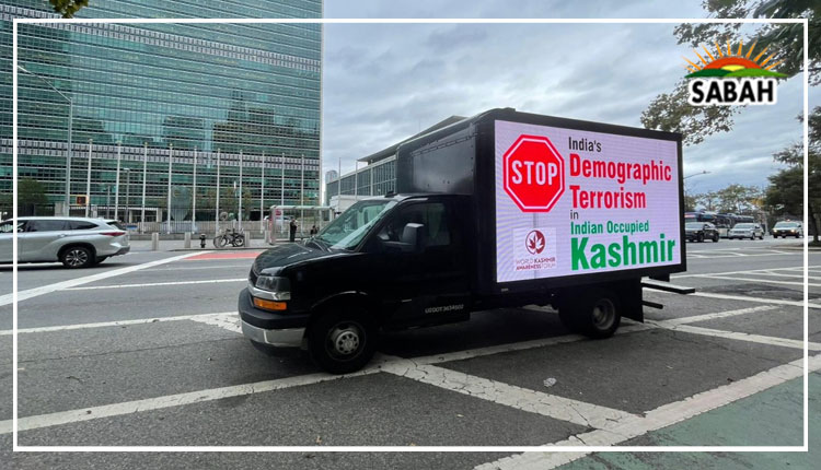 Digital advertising trucks in two US cities flash Kashmir freedom messages