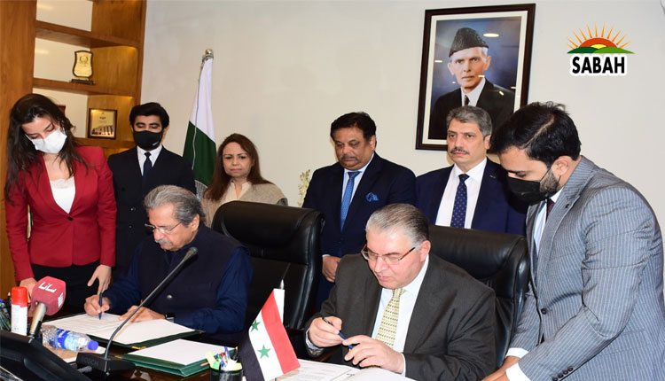 Pakistan, Syria sign agreement to encourage & develop mutual cooperation in various fields